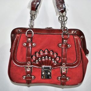 Rina Rich Red Burgundy Satchel